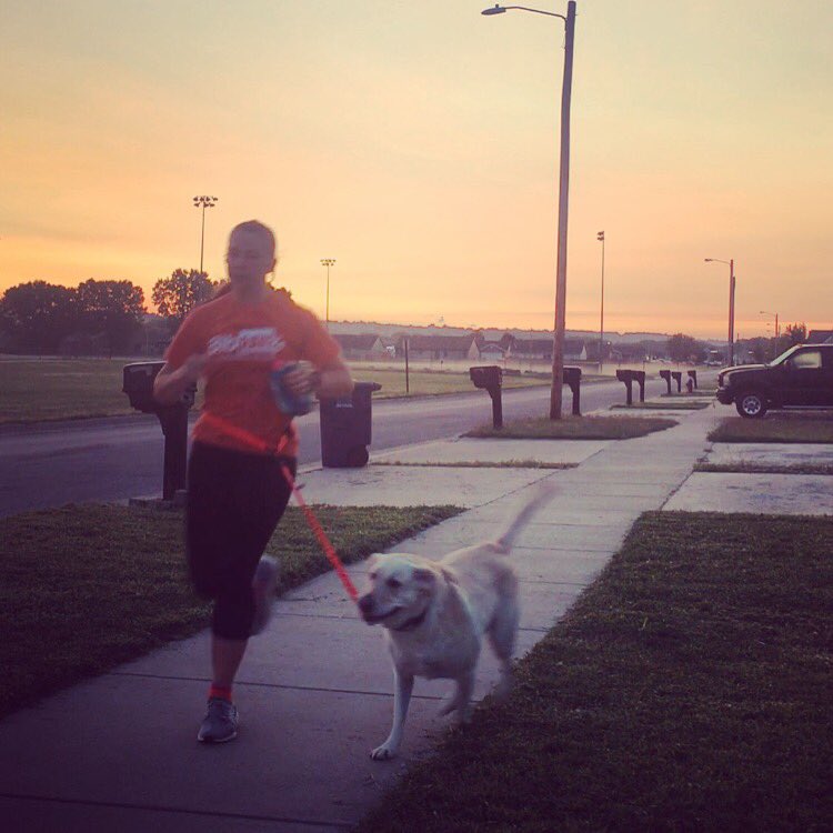 livinglovingrun's tweet photo. A morning sprint with my gal! @stuntpuppy #drycollar @BibRave #BibChat https://t.co/z7Gkc862rN