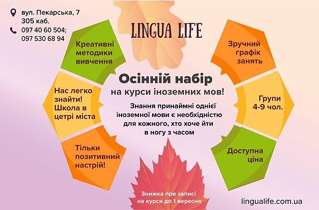 lingua_life's tweet photo. #lingualife #lingualifelviv #languageschool
Встигніть записатися на осінній семестр до вересня і отримайте хорошу знижку!!❗ https://t.co/YO8HK5GwNr