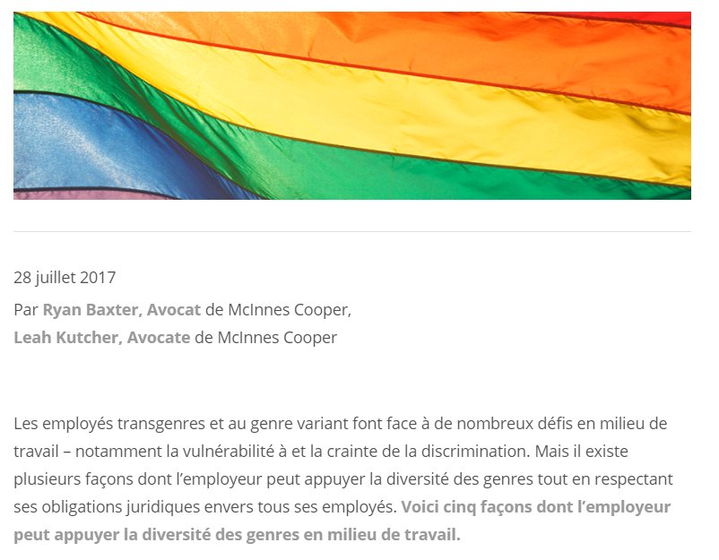 McInnesCooperFR's tweet photo. #Fierté au travail: 5 façons dont un employeur peut appuyer la #diversité des #genres en milieu de travail https://t.co/h9iJiechMW https://t.co/blxJsfVLby
