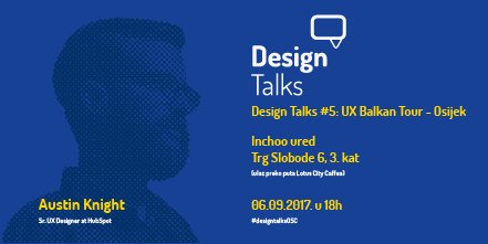 #DesignTalksOSC se vraća! Ovaj puta smo dio velike turneje @adebak i <a href="/ustinKnight/">Austin Knight</a> koji će na svome putu stati u Osijeku. :)