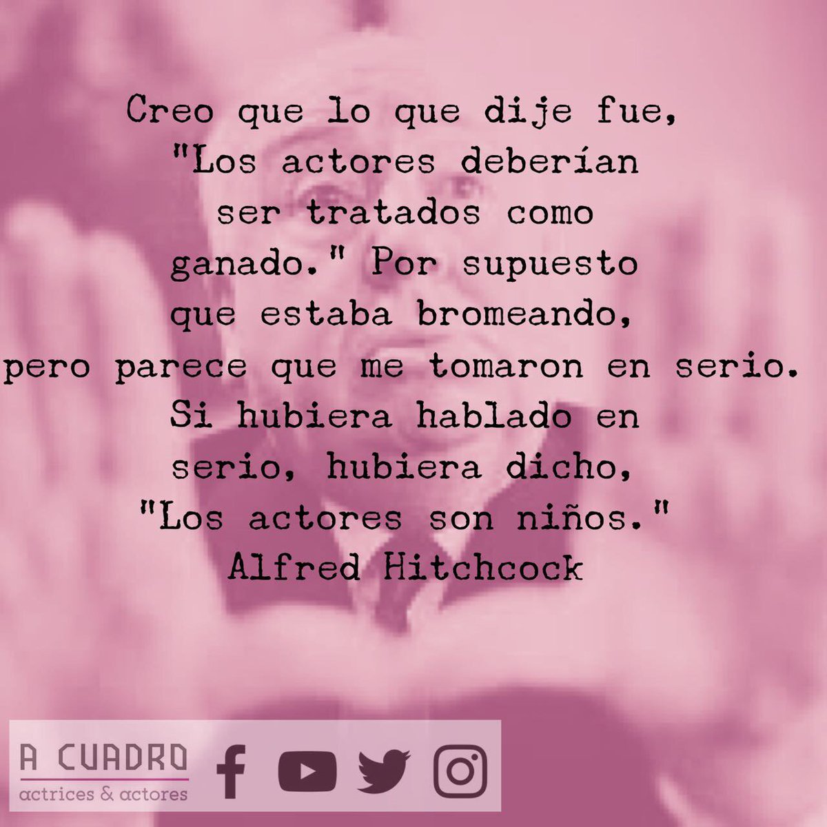 ACTACUADRO's tweet image. Todo el mundo lo sabe: actores y actrices son niños y niñas que siguen jugando. 😊
#talentoAC #frasesdecine #cineasta #septimoarte #actor
