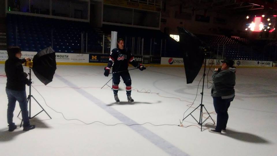 <a href="/USAHockeyNTDP/">USA Hockey’s NTDP</a> d-man Mattias Samuelsson participating in Production Day at <a href="/USAHockeyArena/">USA Hockey Arena</a> with photographer <a href="/renalaverty/">Rena Laverty</a>.