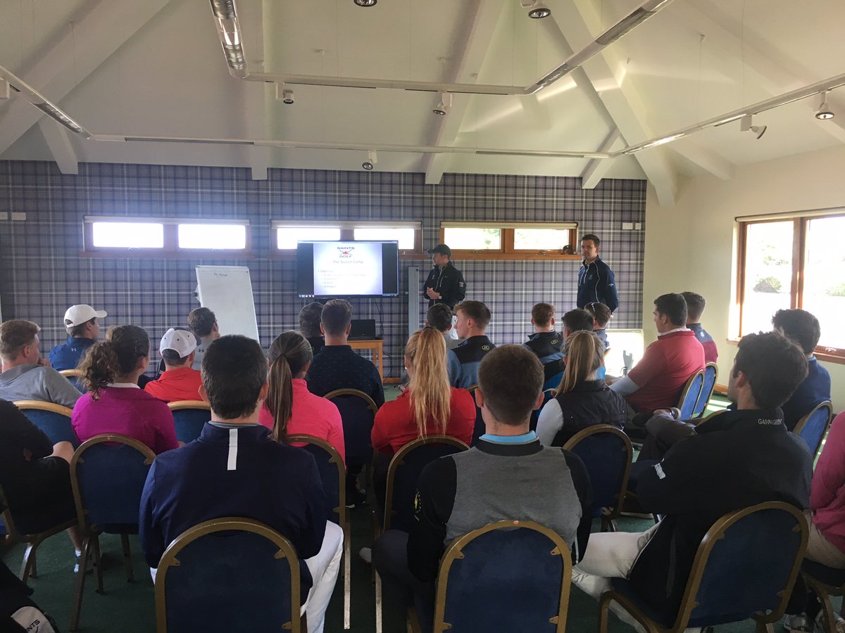 TheHomeofGolf's tweet photo. Listen up students! Senior Instructor at our Golf Academy, David Watt, addresses @Saints_Golf before their season gets underway. https://t.co/oUCgYLEAW0
