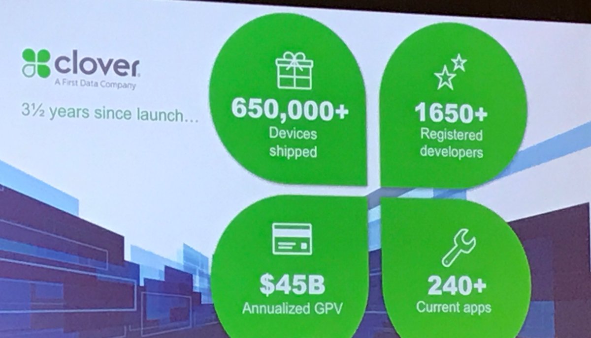 vinayspai's tweet photo. .@beatty talks about great growth @CloverPOS over the past 3.5 years @FirstData #CommerceConnect17 https://t.co/olyVj5lwk2