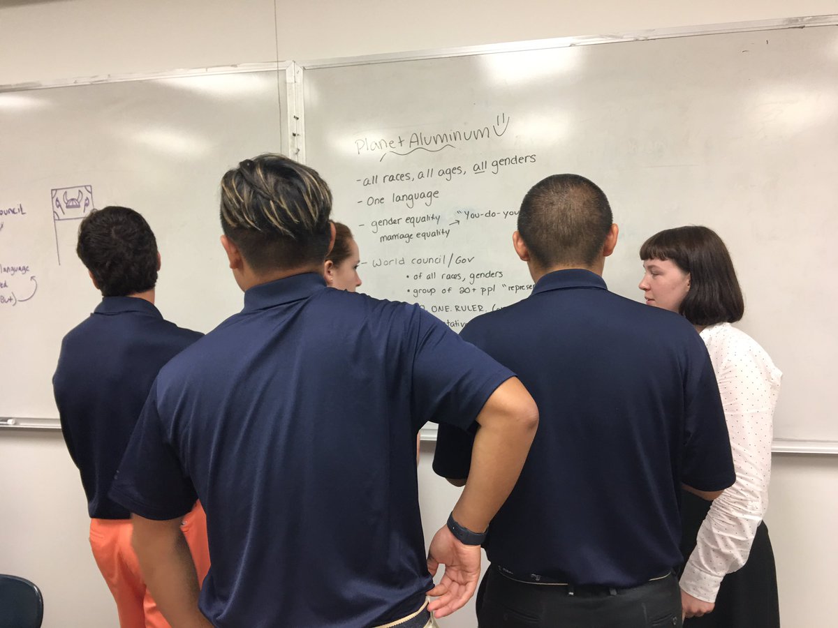 Clouisek's tweet photo. Understanding social values as we build our own planets in American literature class #howSESlearns https://t.co/vgHK4JZ6Oq