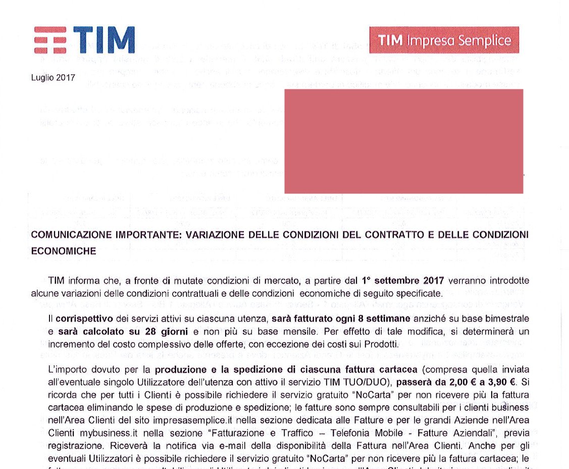 alexbattivelli's tweet photo. Anche le utenze business con Telecom Italia passano alla fatturazione a 28 giorni

#telecomitalia #28giorni #4settimane https://t.co/N9zPZutlo8