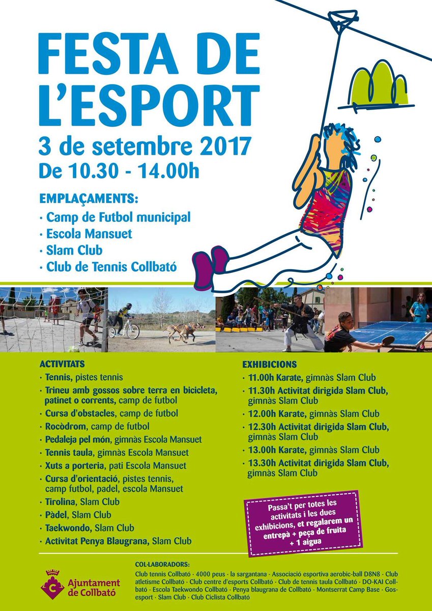 GOSesport's tweet photo. El Club GosesportCatalunya os espera este domingo 3 de Septiembre a la Festa de l'Esport en @ajuntamentCollbató. https://t.co/lbMuuUGWIa