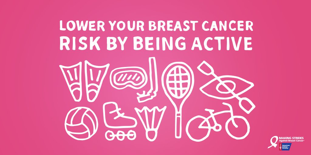 MakingStrides's tweet photo. Being active can help lower your risk for breast cancer. That's one more reason to get moving! Check out our tips: https://t.co/MGvXOlNG2Q https://t.co/bfIfVojjRW