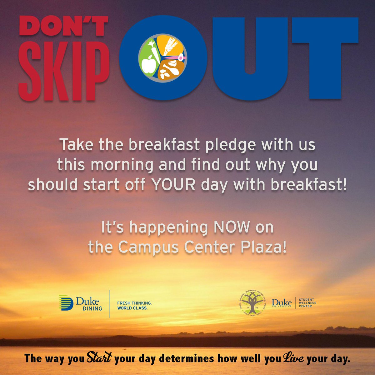 DukeDining's tweet photo. Join us on the #CampusCenter Plaza! #dontskipout #breakfast #dukedining #healthycampusinitiative #duke @DukeWellness @DukeU @DukeStudents https://t.co/Bv1lV0bSIj