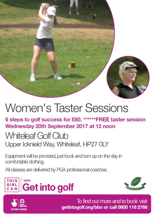 Whiteleaf are holding golf taster sessions next month.  Come along and join us.