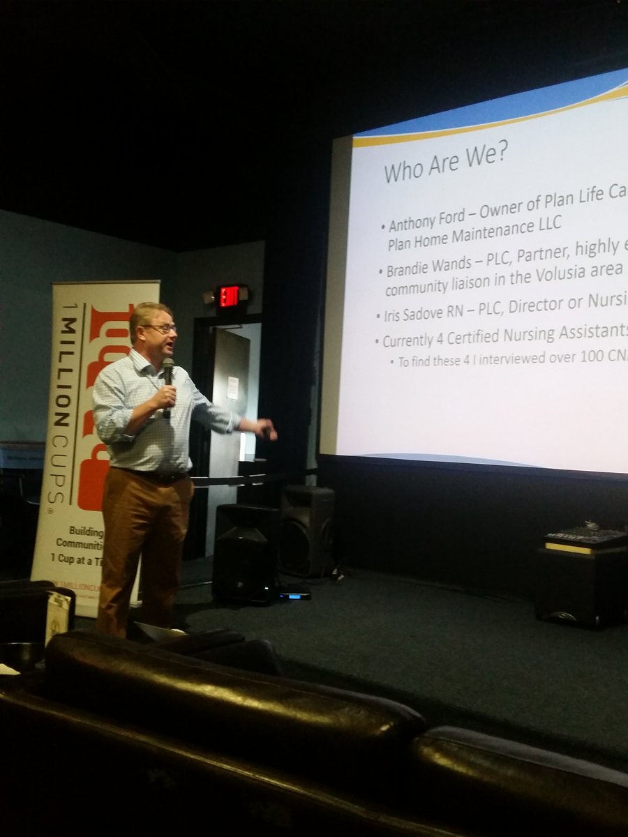 1MillionCupsDAB's tweet photo. Anthony Ford w Plan Life Care sharing his startup story at @1MillionCupsDAB #1MCDB #goentrepreneurs https://t.co/EFISnV5WcZ