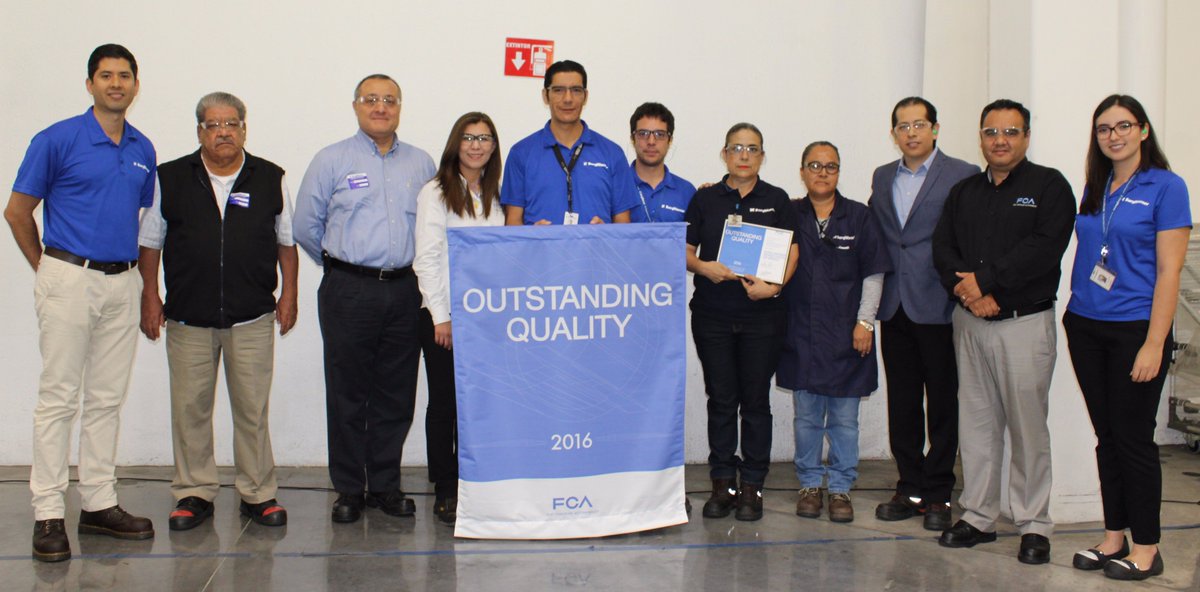 BorgWarner's tweet photo. Our commitment to outstanding quality was recognized at our El Salto, #Mexico, facility with an award from @fcagroup! https://t.co/BMGKlYXwnE