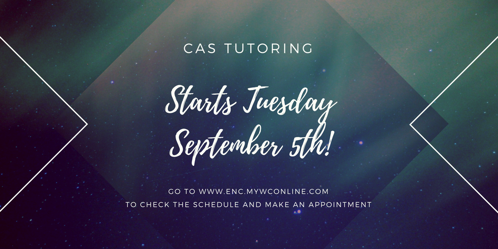 ENC_CSE's tweet photo. CAS Tutoring starts next Tuesday! Plan ahead! #ENC_CAS https://t.co/S8Qhf00Pus