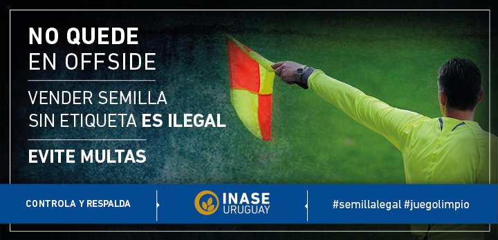 No quedemos fuera de juego. Evitemos sanciones #juegolimpio #semillalegal <a href="/INASE_UY/">INASE Uruguay</a> <a href="/URUPOV_UY/">URUPOV</a> <a href="/CUS_UY/">CUS</a> <a href="/ANAPROSE_Uy/">ANAPROSE</a> <a href="/MGAPUruguay/">MGAP</a> <a href="/INIA_UY/">INIA URUGUAY</a>