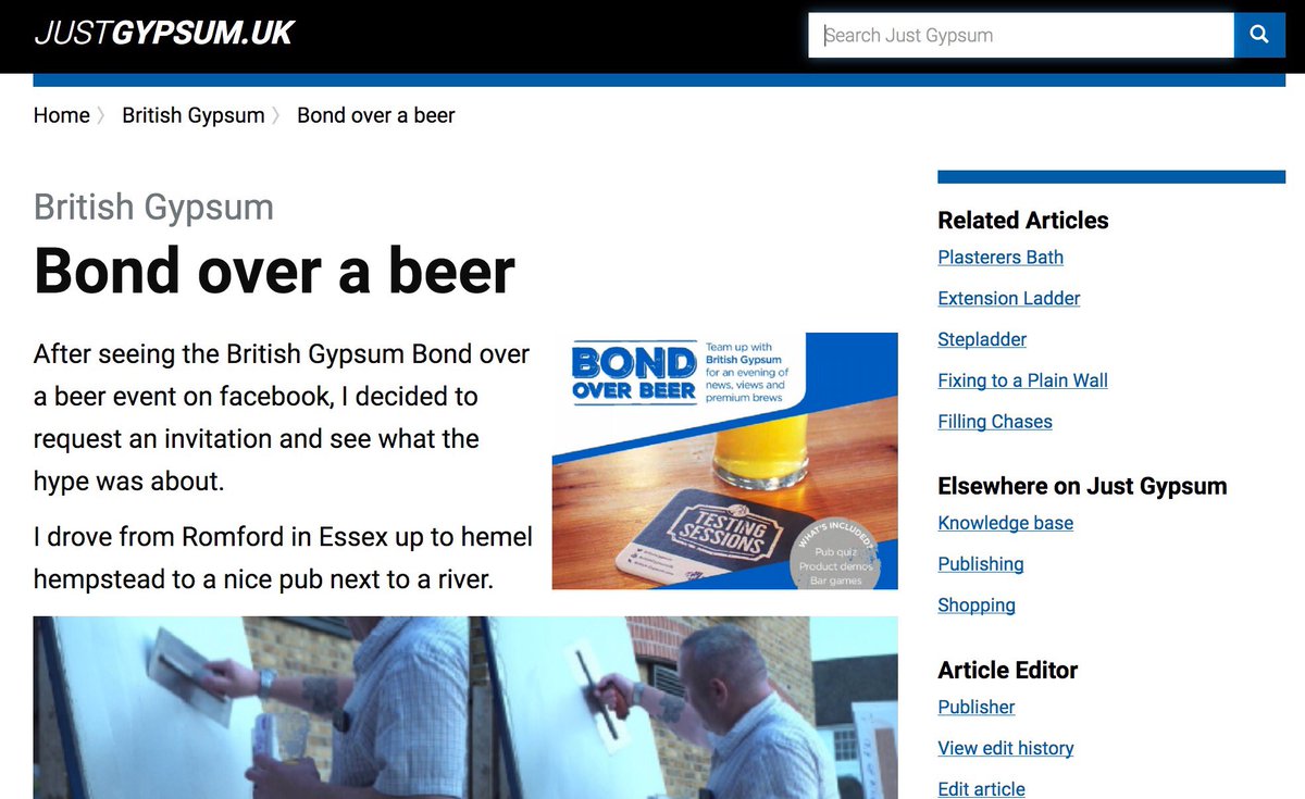 We've been updating our website with some great new stuff. Including a new article about the bond over a beer event. justgypsum.uk/bob