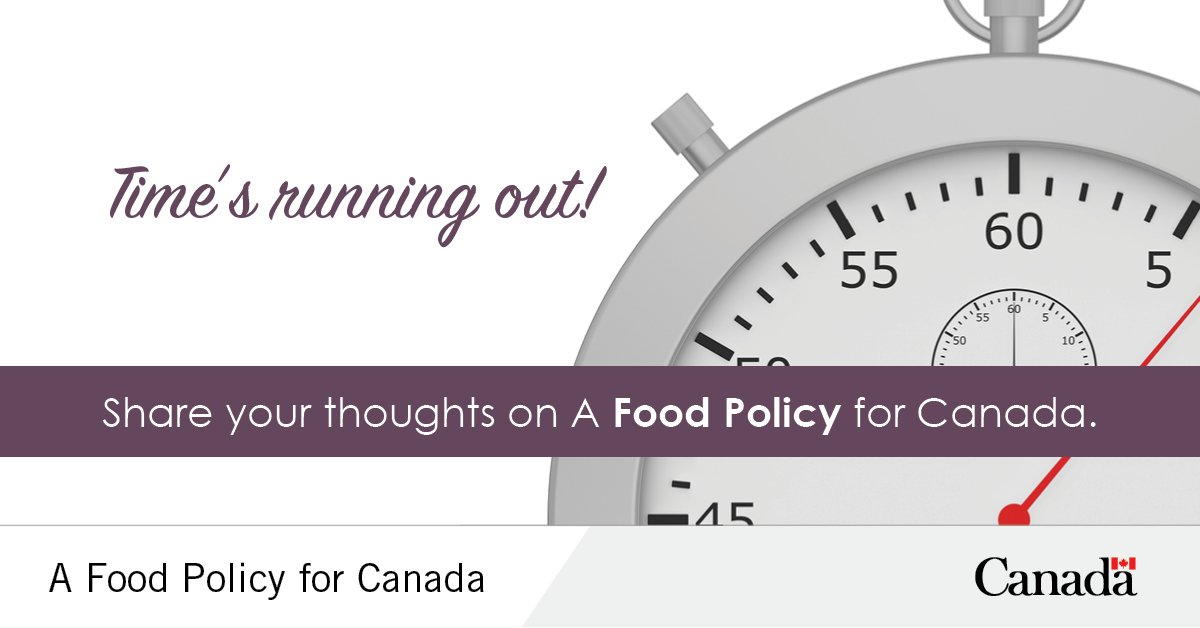 AAFC_Canada's tweet photo. Time's almost up! Our survey closes tomorrow - don't miss your chance to add to a #FoodPolicy4Canada https://t.co/1O4l5ZQmm7 https://t.co/T1YUkJbQOw
