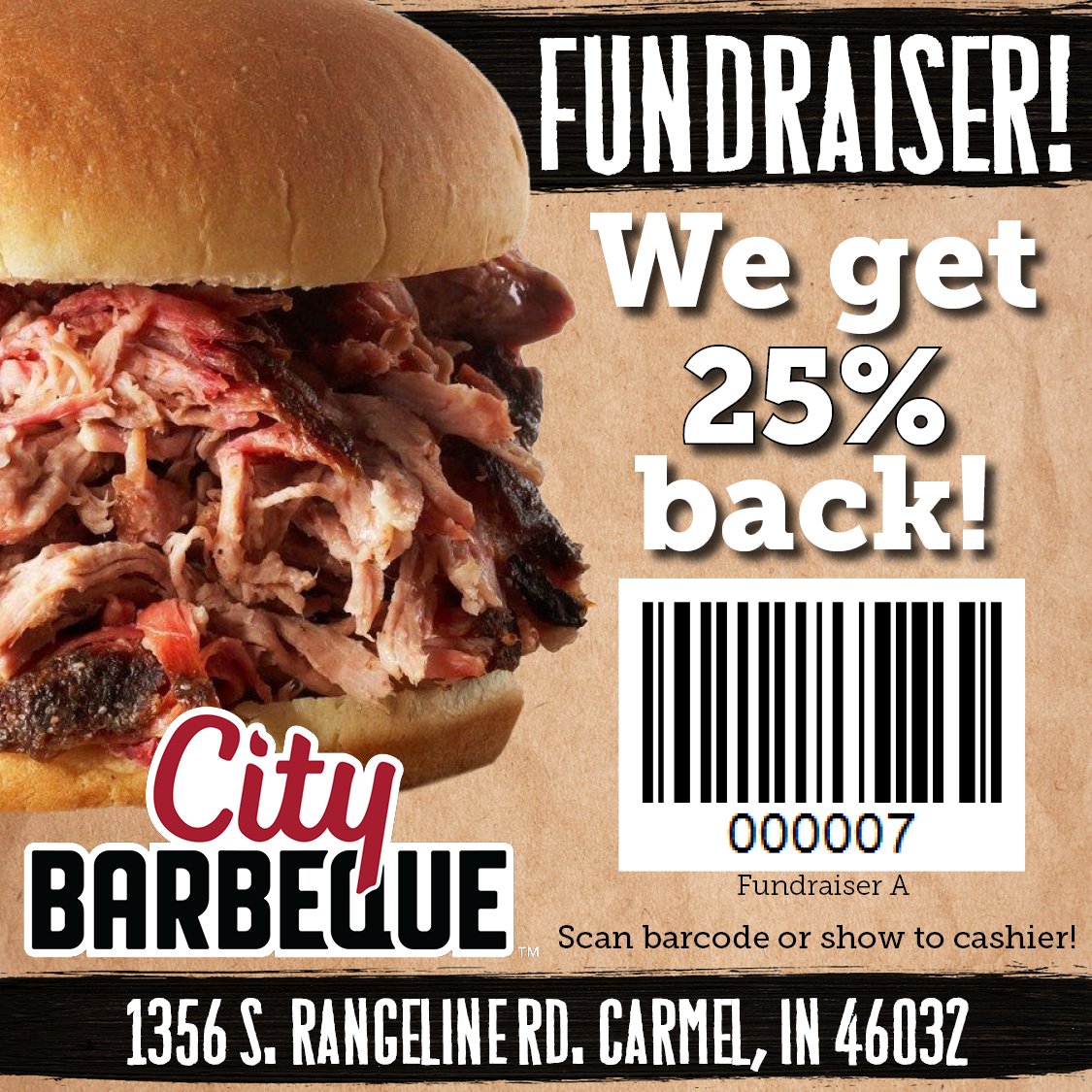 Join us tomorrow at <a href="/CityBarbeque/">City Barbeque</a> in Carmel to help raise funds for our school! Dine in or Dine out, Lunch or Dinner...just show this photo!