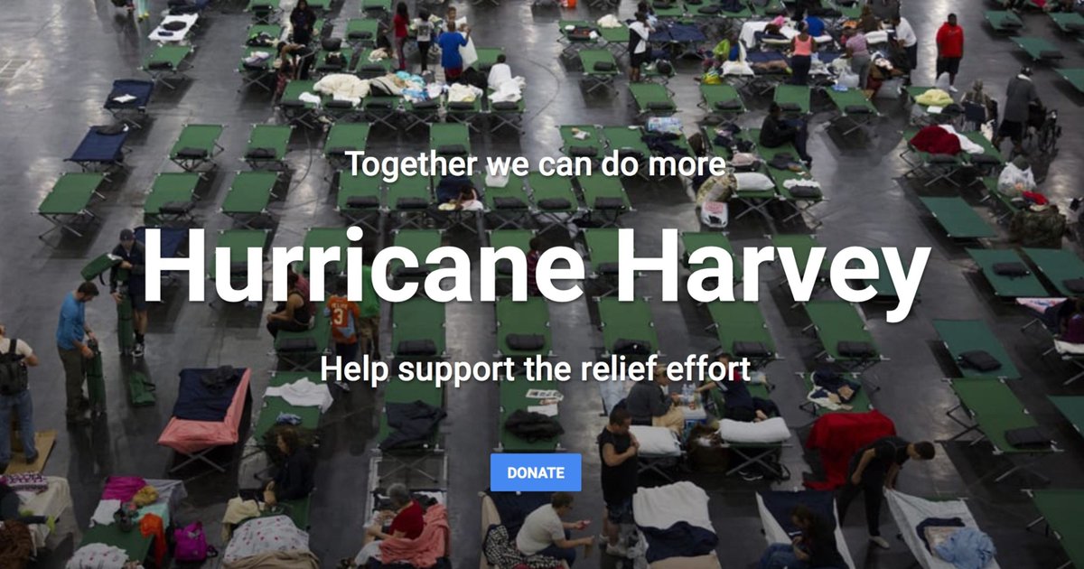 ssdinc1's tweet photo. "Hurricane Harvey: Google, Amazon, Facebook to match $3M in donations"  https://t.co/OCtMBiw30O #HarveyRelief2017 https://t.co/t4TWe90Drl
