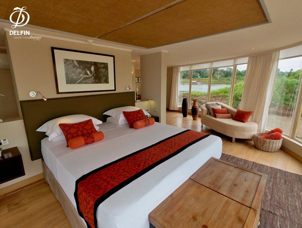 DelfinAmazon's tweet photo. When not enjoying the comforts of the social areas, if you are on board, relax in your equally comfortable suite or stateroom. https://t.co/YZumxY8k3u