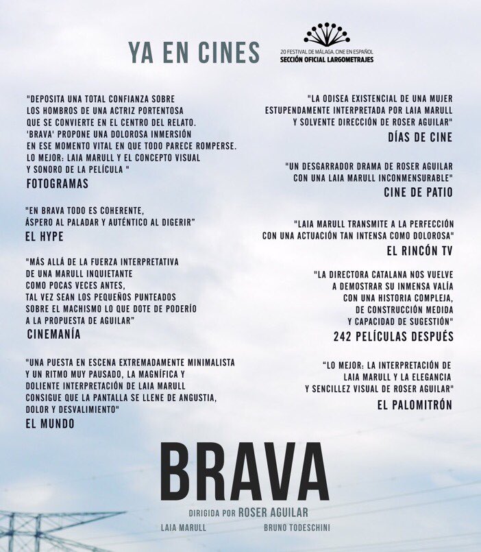 RoserAguilar's tweet image. Algunas de las cosas que se han dicho sobre @BRAVAfilm y el trabajo de @laiamarullq. De verdad es tan potente? Mírala y luego hablamos.