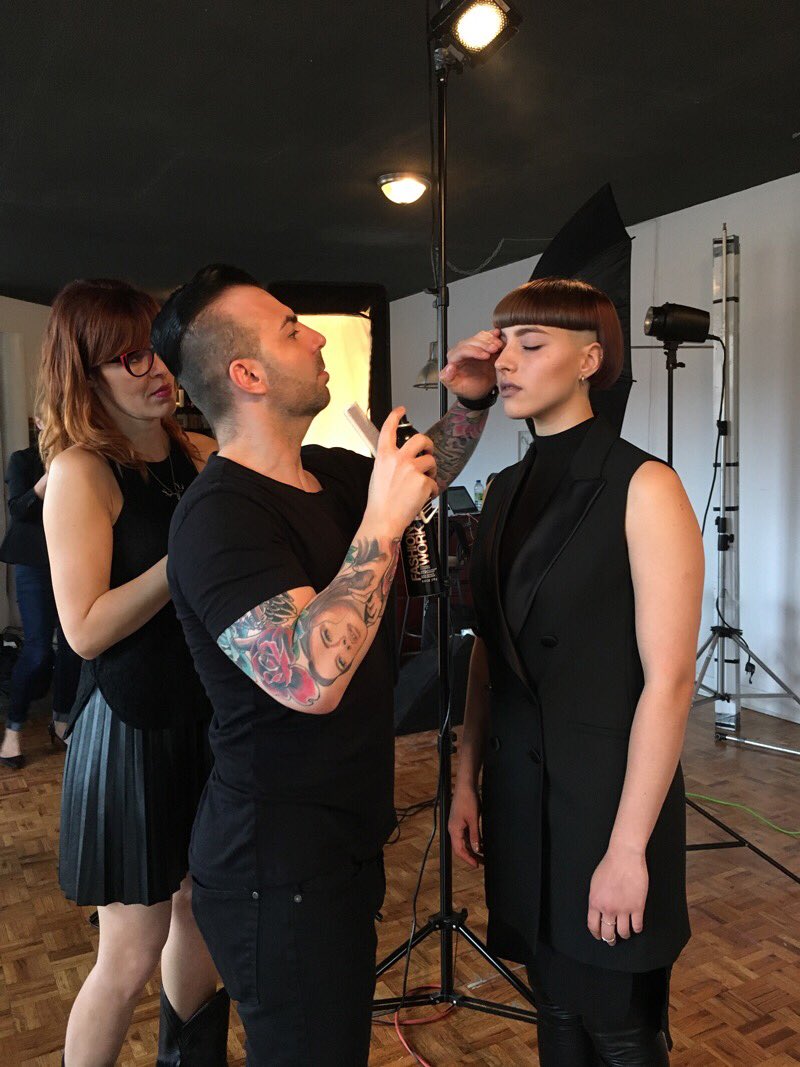 <a href="/Jorge_Redken/">Jorge Joao</a> in action at our exclusive cover shoot with <a href="/RedkenCanada/">Redken Canada</a> for our September issue! #BehindtheScenes