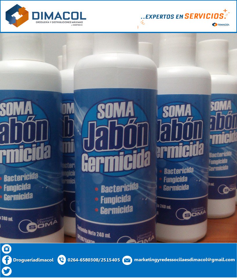 Dimacoldrog's tweet photo. #Soma #JabónGermicida  #Droguería #Dimacol #ExpertosEnServicios #Cabimas #Col #Zulia #Venezuela #EnvíosNacionales https://t.co/adooXfnqfL