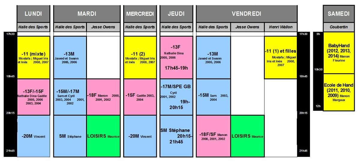 COMA_HB's tweet photo. New planning  d'entraînements de cette nouvelle saison! Reprise dès lundi 04/09 sauf pour le #babyhand et l' #ecoledehand : reprise le 16/09 https://t.co/rbUxICradd