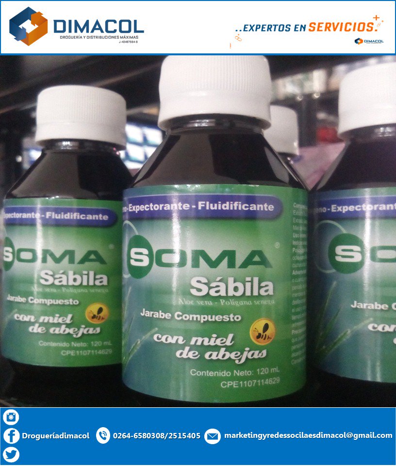Dimacoldrog's tweet photo. #Soma #Sabila #Expectorante #Resfriado #Gripe #Droguería #Dimacol #ExpertosEnServicios #Cabimas #Col #Zulia #Venezuela #EnvíosNacionales https://t.co/NEBUauaX28