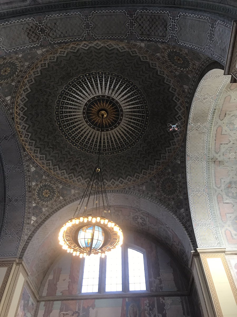 Drone flying in Central Library Rotunda