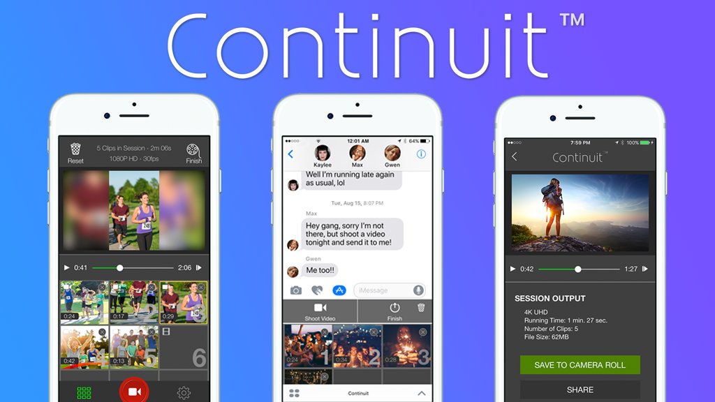 revolvelabs's tweet photo. Continuit now available on iOS! Capture your scenes, then tell your video story. Free @ https://t.co/NPbJ76DX27 #video #applaunch #continuit https://t.co/D4ch64paGY