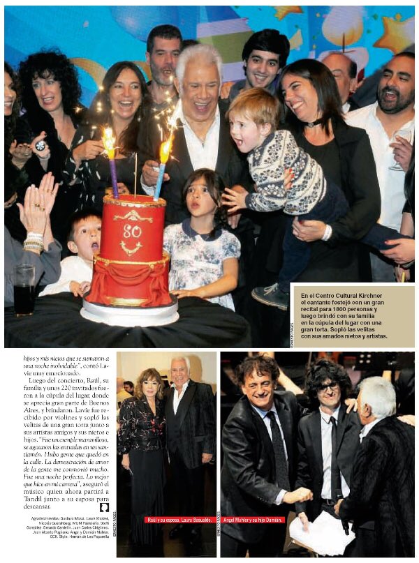 Hoy en <a href="/caras/">Revista Caras</a> la gran fiesta de 80 de <a href="/LavieRaul/">Raul Lavie</a> a pleno con <a href="/valerialynch/">Valeria Lynch</a> <a href="/patriciasosaok/">Patricia Sosa</a> <a href="/CeciliaMilone/">Cecilia Milone</a> @angel_mahler @elCCKoficial 🙌🏻🙌🏻