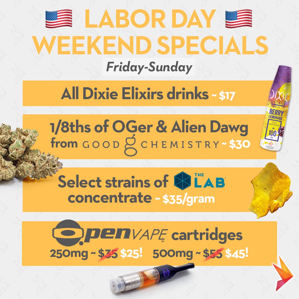 risecannabis's tweet photo. Savings that work when you don't have to!😃😋😍
Happy Early #LaborDay!🎉#LaborDayWeekend #Nevada #CarsonCity #MMJ #cannabis #health #wellness https://t.co/bQuFhwdhI2