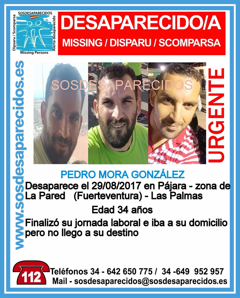 guardiacivil's tweet photo. #Colabora
Pedro ha #desaparecido en Pájara #Fuerteventura #LasPalmas
Si lo ves
☎062
☎112
Tu RT no cuesta nada y ayuda mucho https://t.co/hX33G8FTmG