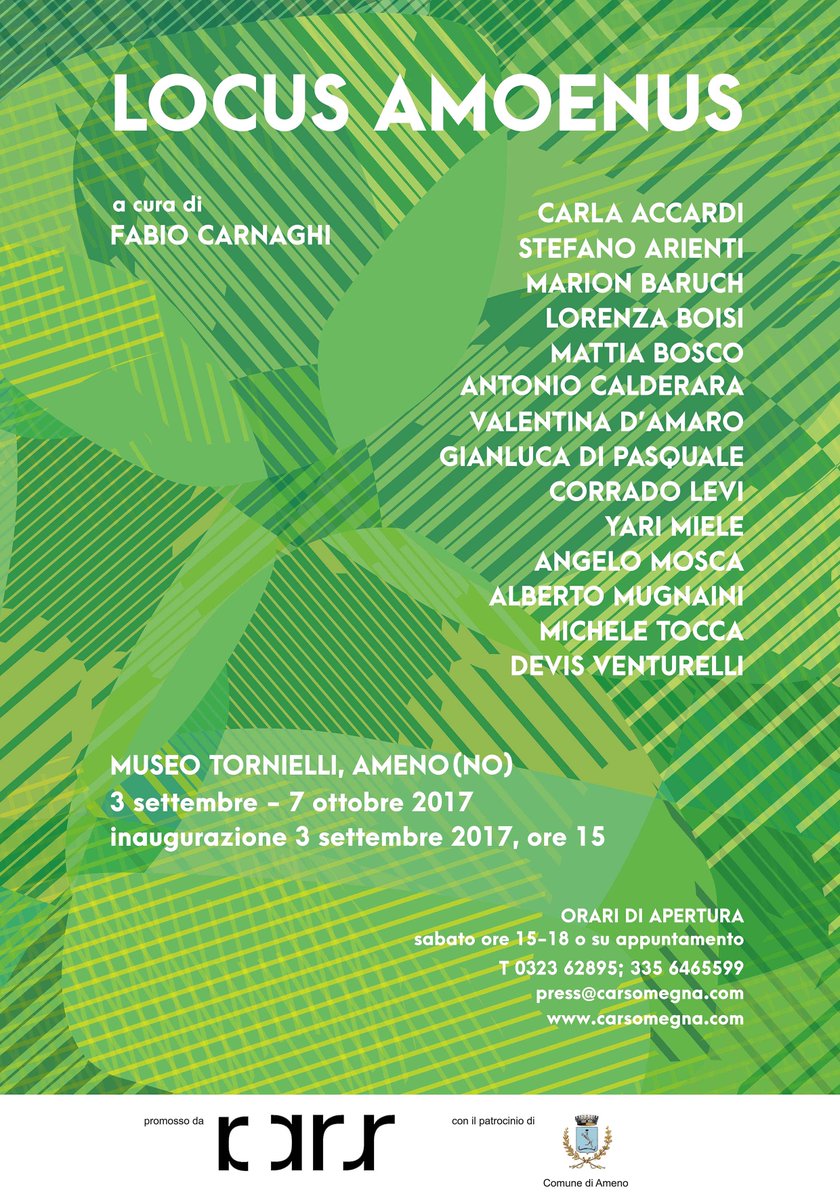 MARSMilano's tweet photo. 🔜 3 settembre: #opening di "Locus Amoenus", #mostra a cura di Fabio Carnaghi e promossa da #CARSOmegna, ad Ameno (Novara) 🍃🌲 #dontmissit https://t.co/ILoGq2SgDo