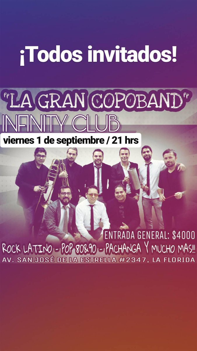 Victor__Jaque's tweet photo. Ya lo sabe: la #CopoBand estara tocando #EnVivo por #LaFlorida este #Viernes... ¿Quiere ir? Aca estan las coordenadas https://t.co/698rIyHQlr