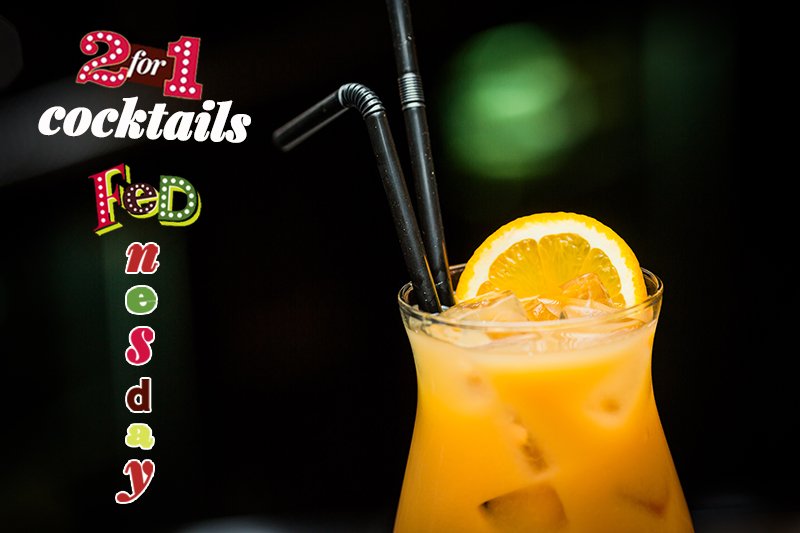 FeDCardiff's tweet photo. #FeDnesday all day today 2-for-1 on #cocktails https://t.co/WRz9dlct7b