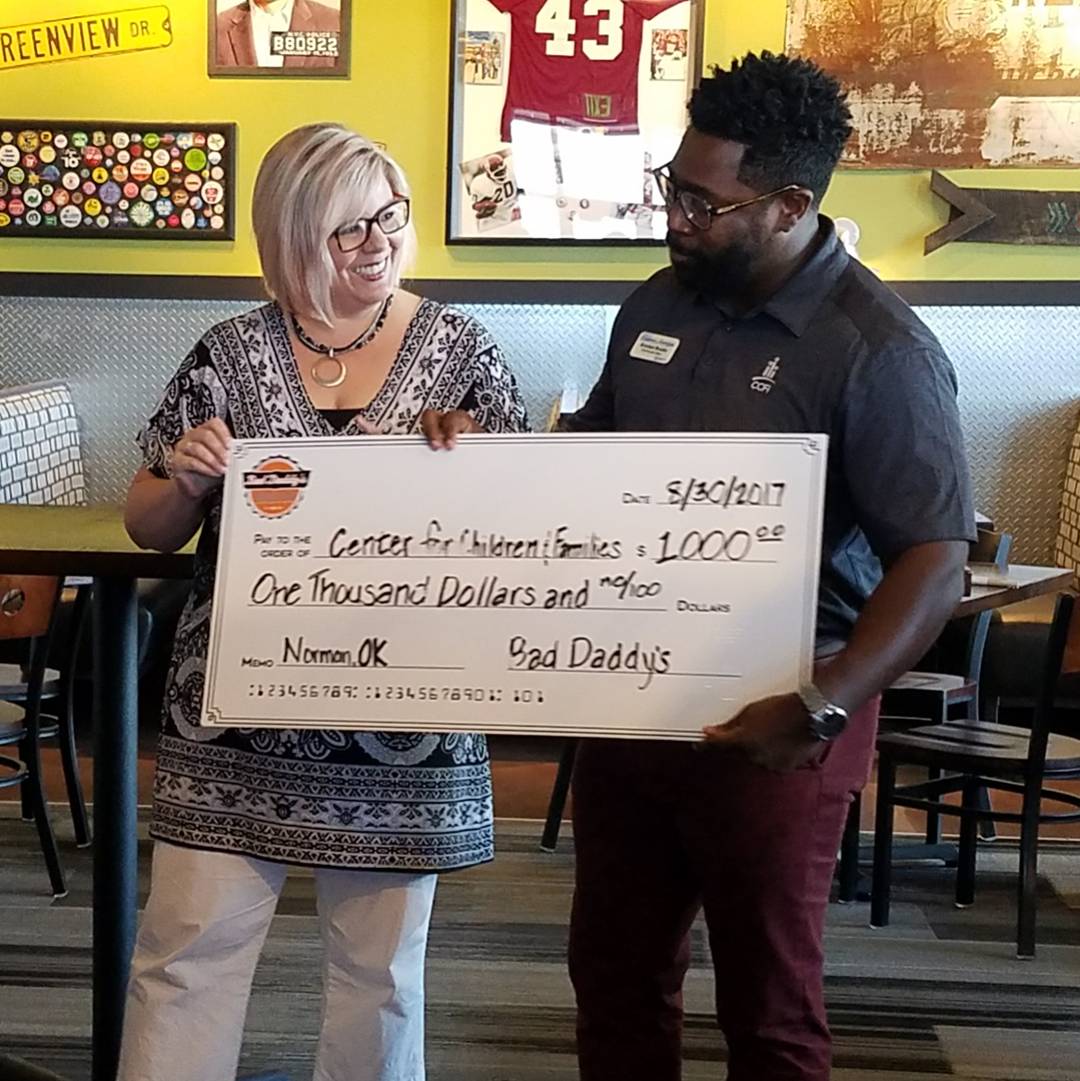 CCFInorman's tweet photo. We are grateful for our newest community partner, @BadDaddysBurger in Norman. #SupportCCFI #CCFINorman https://t.co/CFfYFtbsbt