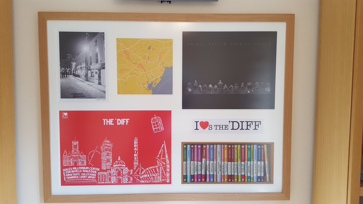 ILovesTheDiff's tweet photo. Terry sent us these pics of his framed #WeLovesTheDiff charity prints we did with @StDavidsCardiff. (We did the logo thing for him, special) https://t.co/k94v4VsCTj
