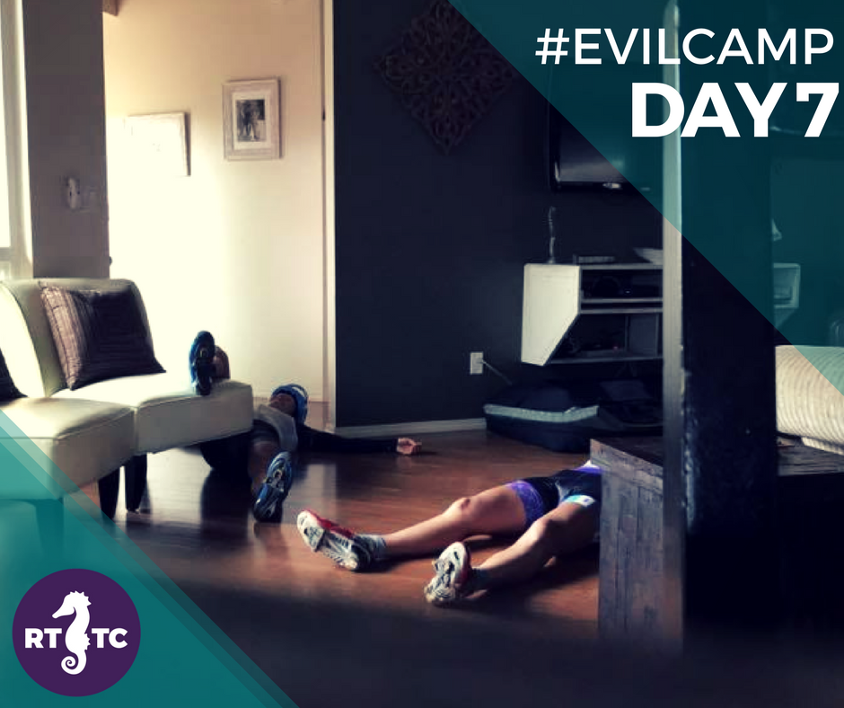 RisingTideTri's tweet photo. Coach: "47 hrs of training +/- in a week... If you can make it through that, a 10-hr Ironman is NBD"
Why they called it Evil #camp
#fun2fast https://t.co/8R849rfPpZ