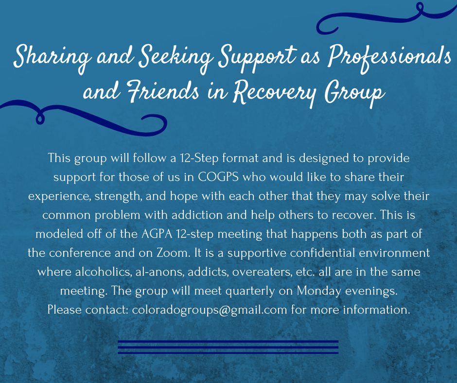 FCGroupPsych's tweet photo. Recovery support group for COGPS members! Please contact coloradogroups@gmail.com for more information about this opportunity https://t.co/3qMPc9GeoF