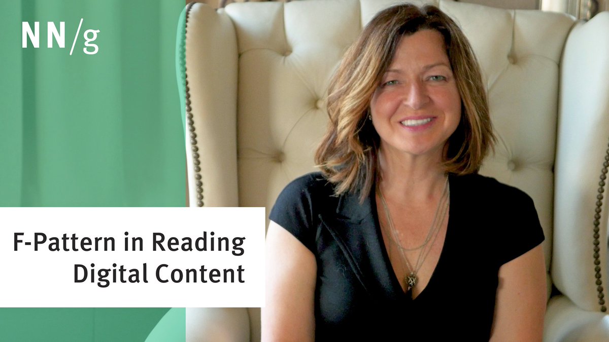 NNgroup's tweet photo. F-Pattern in #Reading Digital #Content https://t.co/HMYYexlmfY (3 min. video) #UX #usability #writing #copywriting #pagelayout https://t.co/zrurpwK8SO