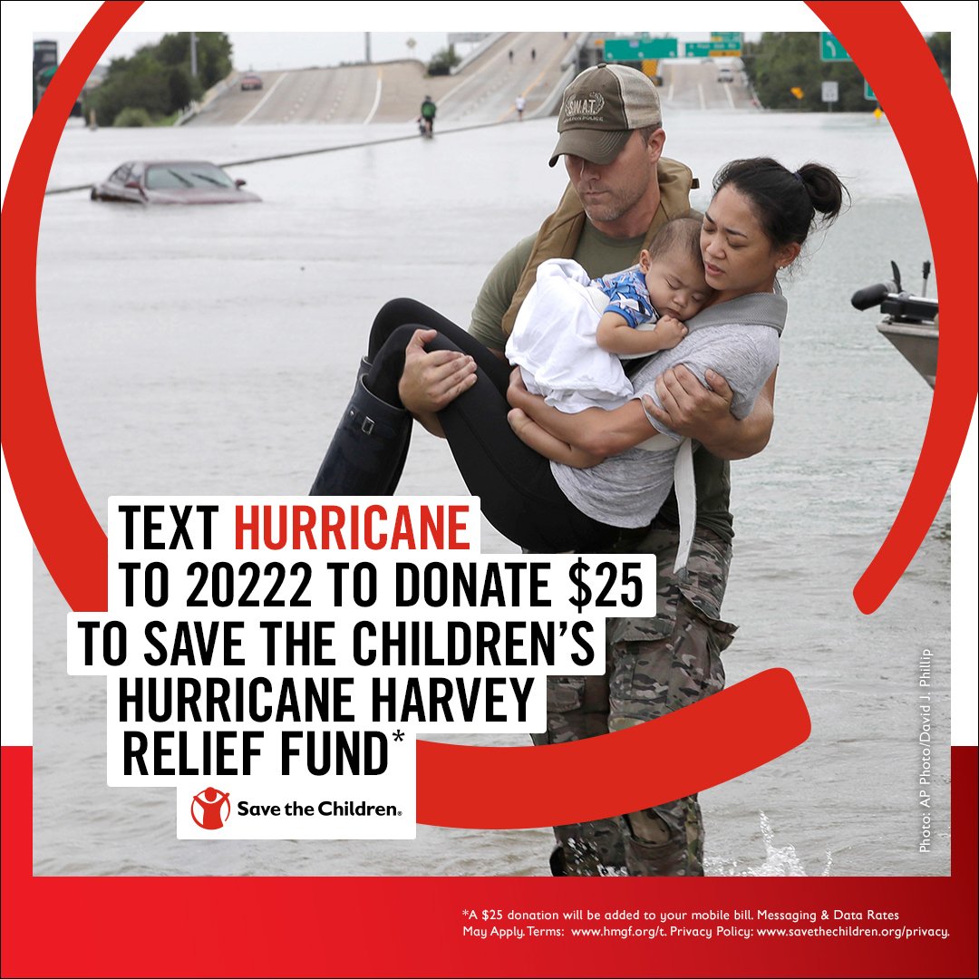 SavetheChildren's tweet photo. You can support our response to help children and families affected by #HurricaneHarvey. Please donate. #Harvey2017 #Houstonflood https://t.co/72J4DyaXG5