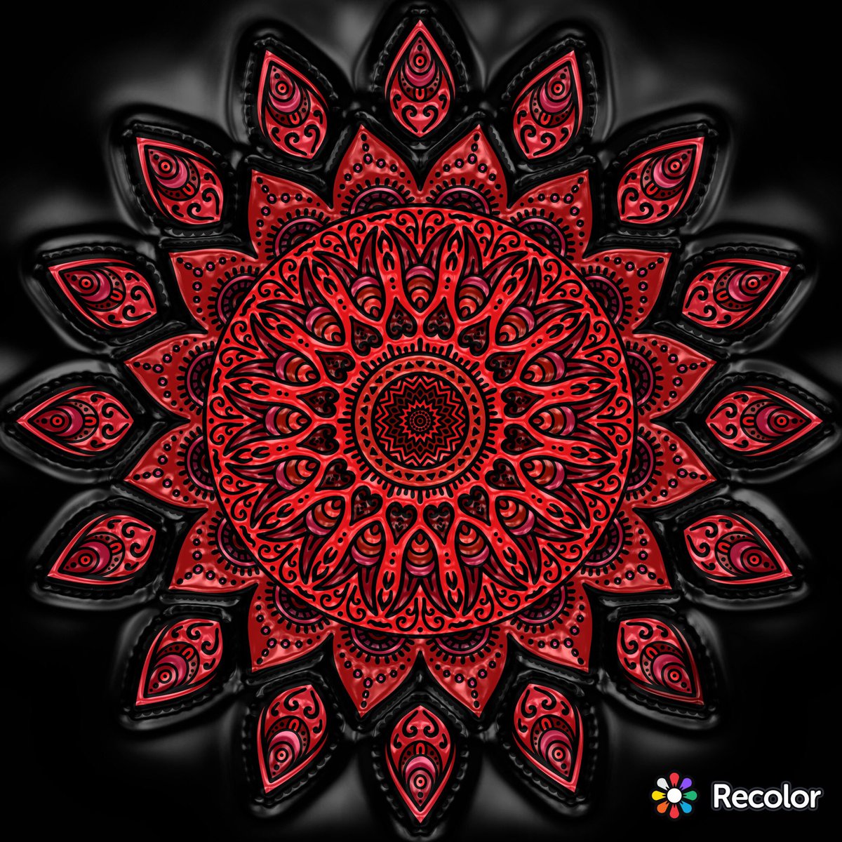 djennbCDN's tweet image. #adultcoloring #recolor #redchakra #mandala Red root mandala. Candy effect with colour filter ❤️🎨🖌🤓🕉☯️💜