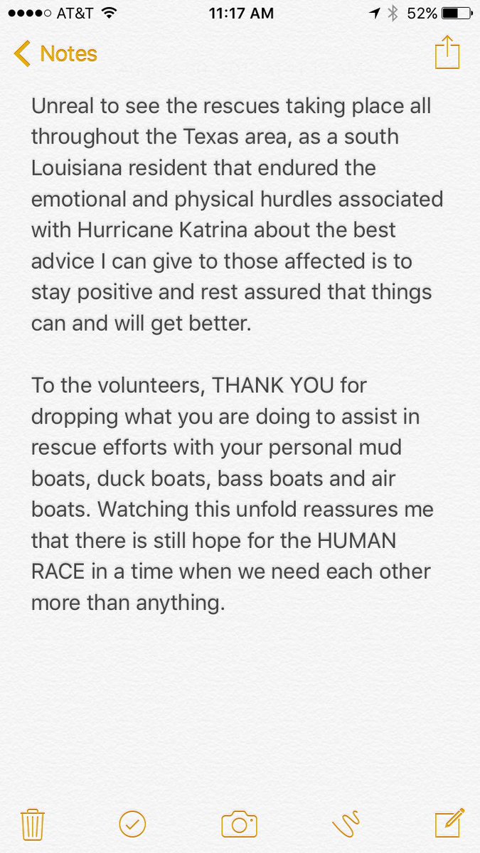 Not enough space to say what I needed to say!! Thank you to everyone for the prayers AND the Cajun Navy's response as well as the others!!