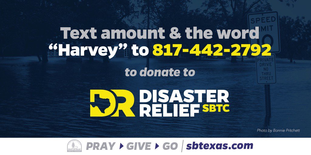 DelaineyShea24's tweet photo. You can help those affected by #HurricaneHarvey RIGHT NOW on your phone, text the dollar amt &amp; Harvey at 817-442-2792 https://t.co/F52a0VXvqB