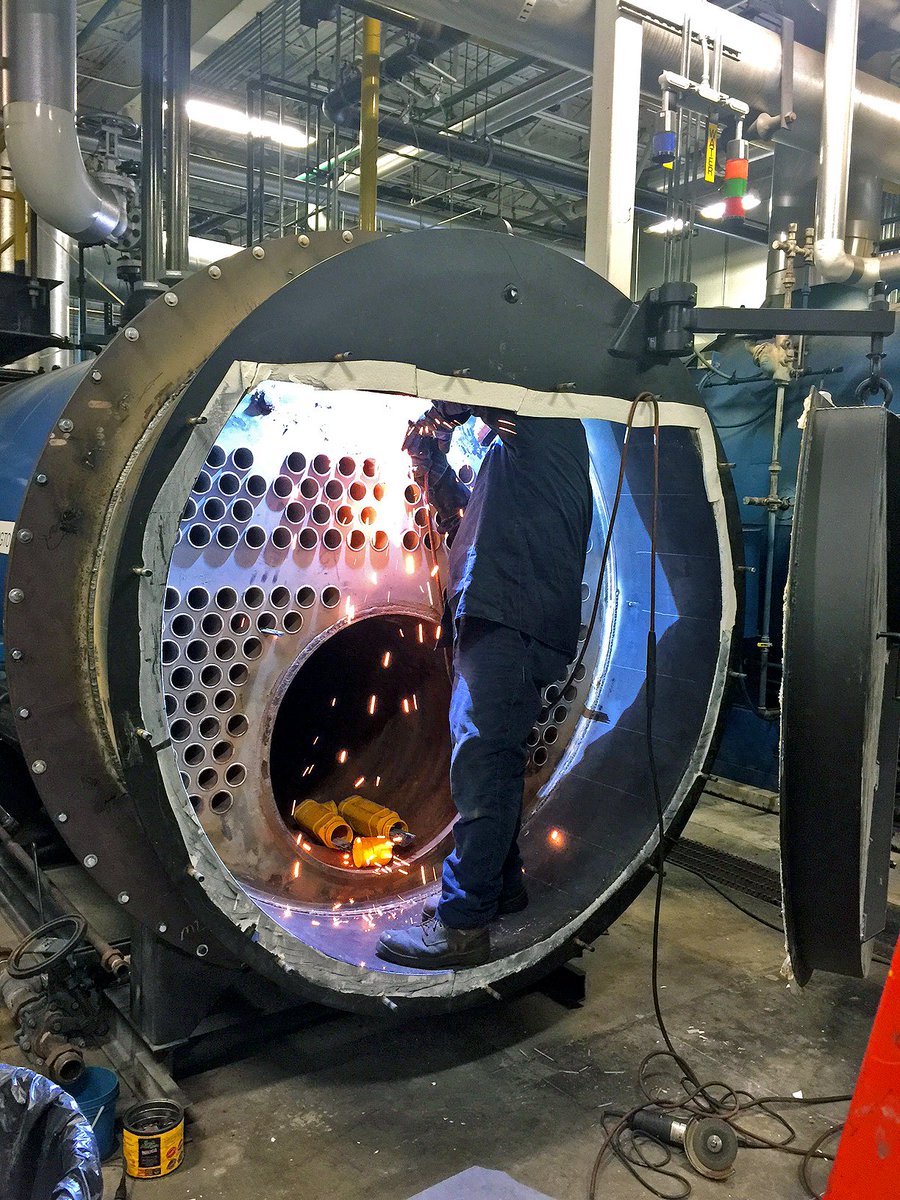 TateEngineerSys's tweet photo. One of #TateEngineering #technicians out of our #Lorton VA location. #Welding a new backdoor section on a #boiler https://t.co/iU0jZRNQpj