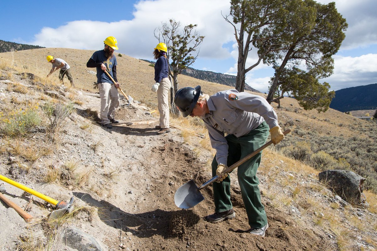 YellowstoneNPS's tweet photo. Volunteers wanted for trail restoration work on National Public Lands Day (also a fee-free day): https://t.co/QnPUYhL9bg. #NPLD https://t.co/yMKIO9Kq8H