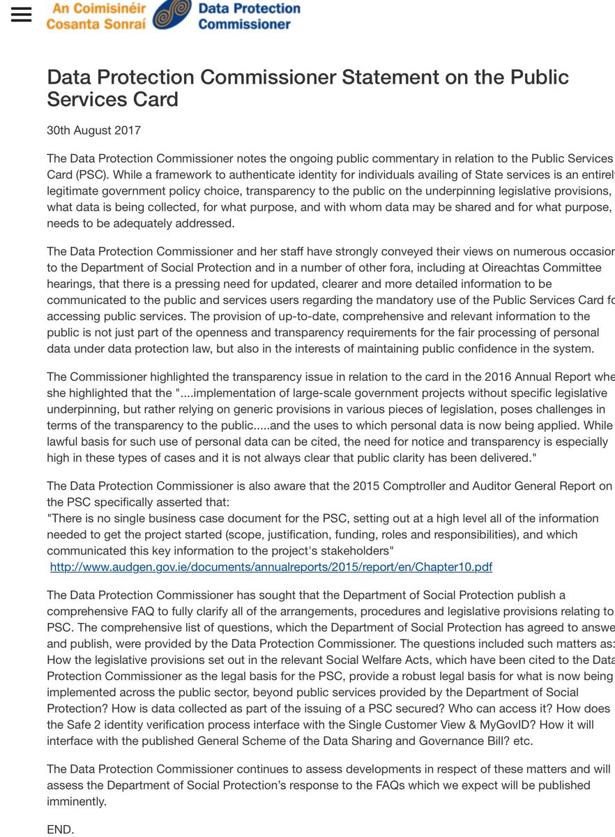 DPCIreland's tweet photo. .@DPCIreland statement on the #PublicServicesCard #PSC #EUdataP https://t.co/qbeCBqRTSQ https://t.co/eAI9i3YzQO