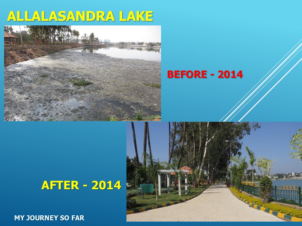 SRVishwanathBJP's tweet photo. #Yelahankadevelopment A look into Allalasandra lake then and now. Thanks to Authorities and my people who are responsible https://t.co/V6uK4m9FSX