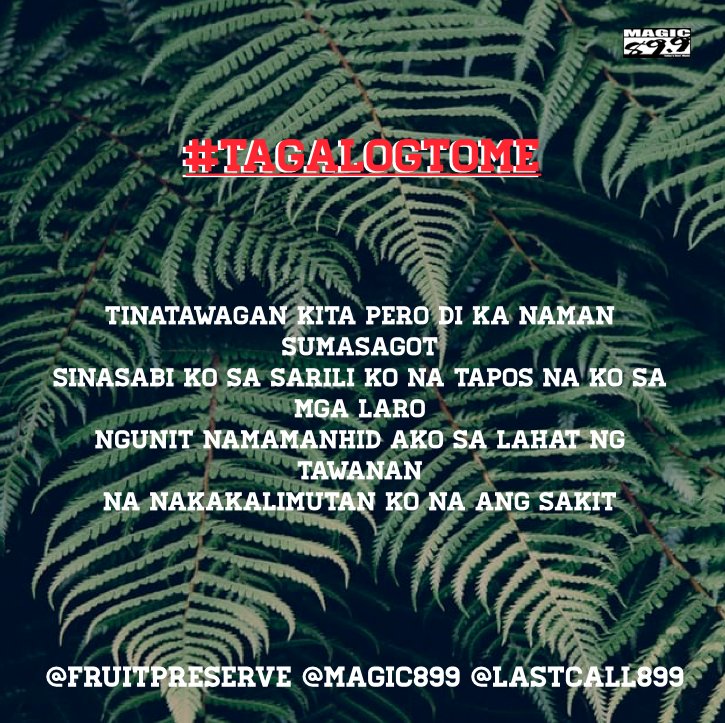 Magic899's tweet photo. For 2 #RBO899 Movie Tickets:
RT + Tell Jam @fruitpreserve which song we used for #TagalogToMe on the #LastCall899! https://t.co/TkDq43m215